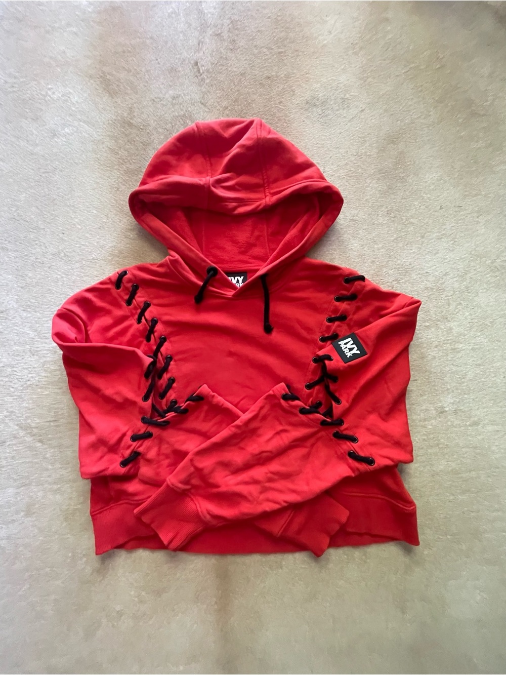 Ivy Park Red Cropped Hoodie With Laces